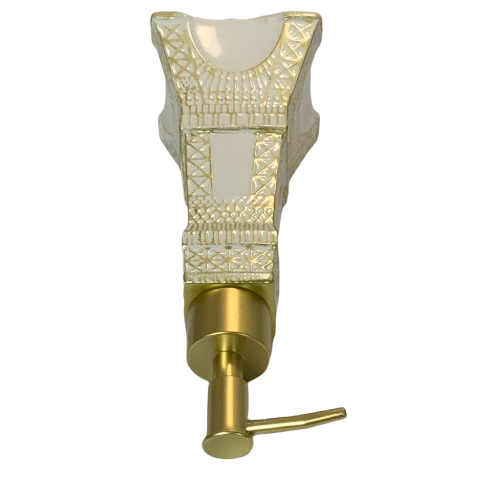 Eiffel Tower Soap Lotion Dispenser Pump Ceramic Satin Gold White - Picture 7 of 15